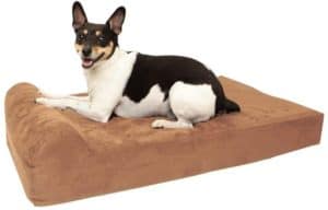  Barker Junior - 4" Pillow Top Orthopedic Dog Bed with Headrest for Small Dogs 20 - 30 Pounds